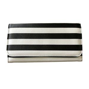 Kut From the Kloth Black & White Stripe Wallet Oblong Vinyl Tri-Fold